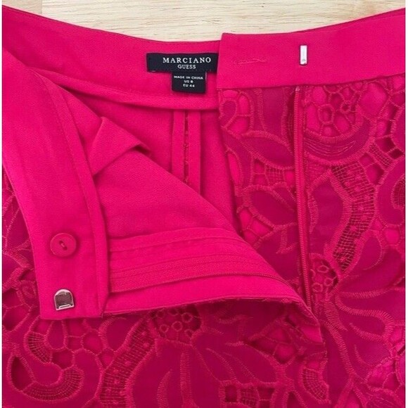 GUESS Marciano Shorts The Weekend Lace Applique Short Chenile Rose Red Classy 8 - Picture 4 of 14